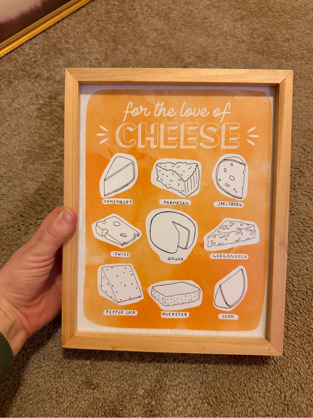 For the Love of Cheese Framed Art - Orange Illustration